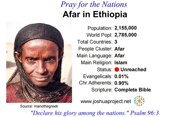 Prayer card for the Afar people of Ethiopia