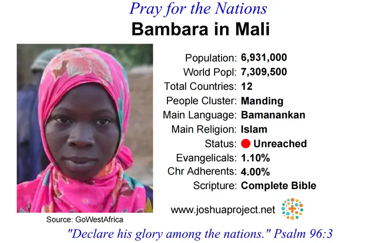 Prayer card for the Bambara people of Mali