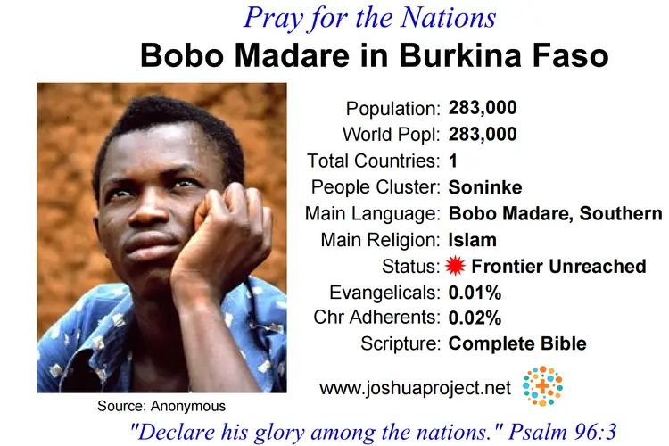 Prayer card for the Bobo Madare people of Burkina Faso