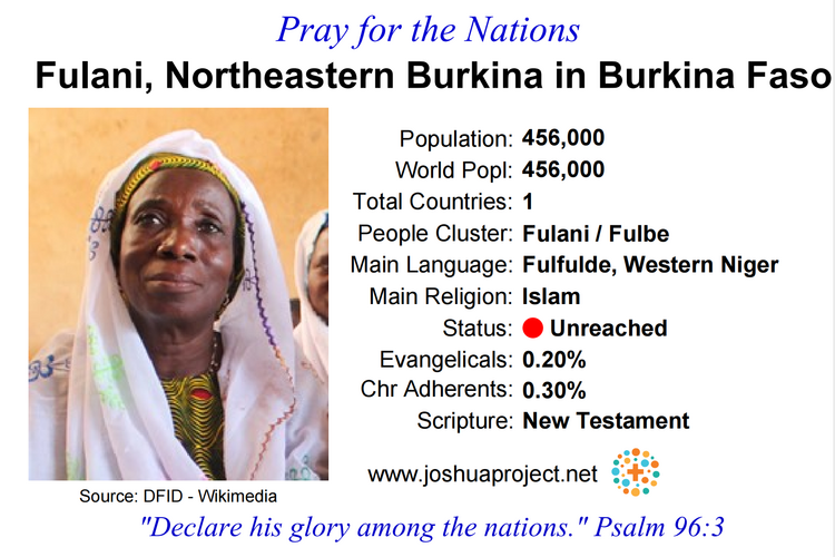 Prayer card for the Northeastern Fulani people of Burkina Faso