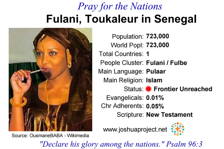 Prayer card for Toukaleur Fulani people of Senegal