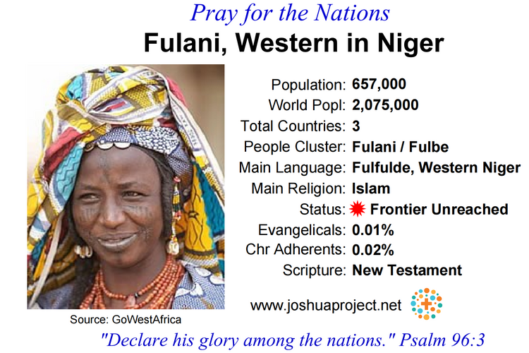 Prayer card for the Western Fulani people of Niger