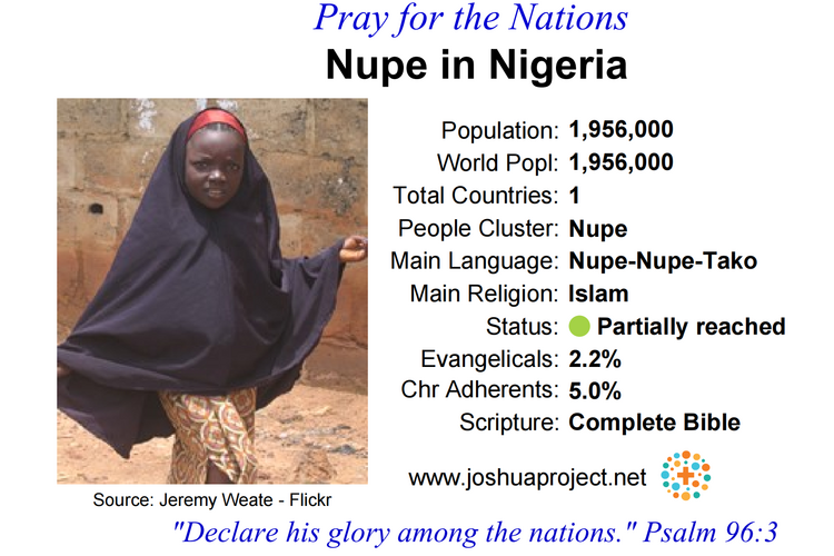 Prayer card for the Nupe people of Nigeria