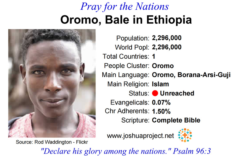 Prayer card for the Bale Oromo people of Ethiopia