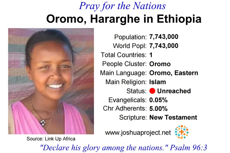 Prayer card for the Hararghe Oromo people of Ethiopia