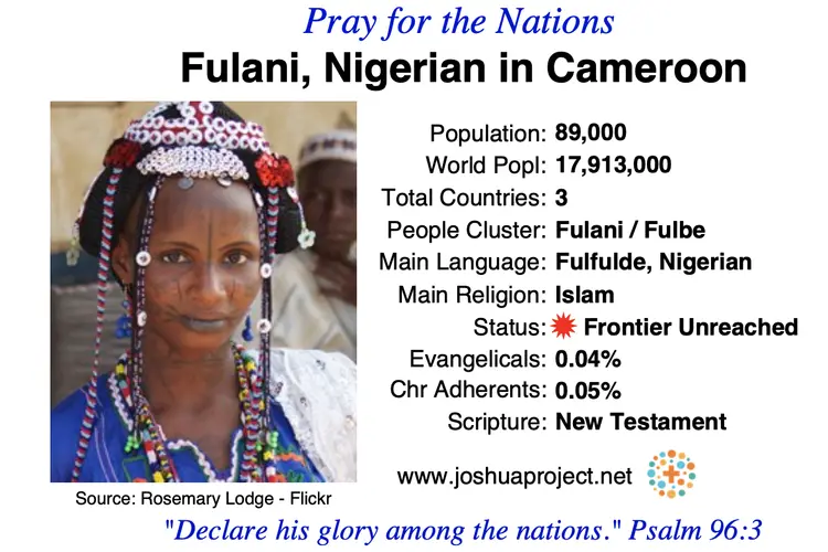 Prayer card for the Nigerian Fulani people of Cameroon