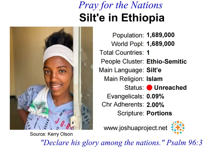 Prayer card for the Silt'e people of Ethiopia