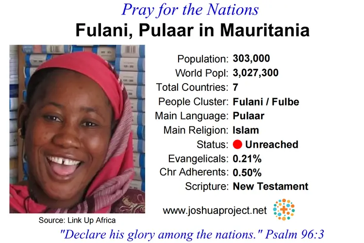 Prayer card for the Pulaar Fulani people of Mauritania