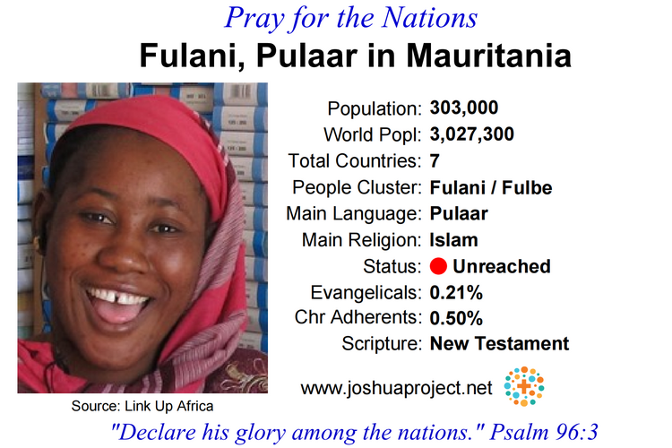 Prayer card for the Pulaar Fulani people of Mauritania