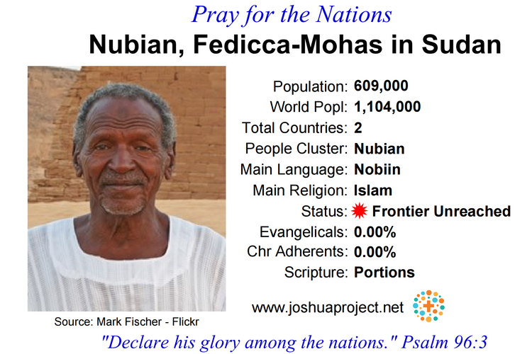 Prayer card for the Fedicca-Mohas Nubian people of Sudan
